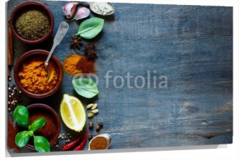 Lienzo Especias en pizarra